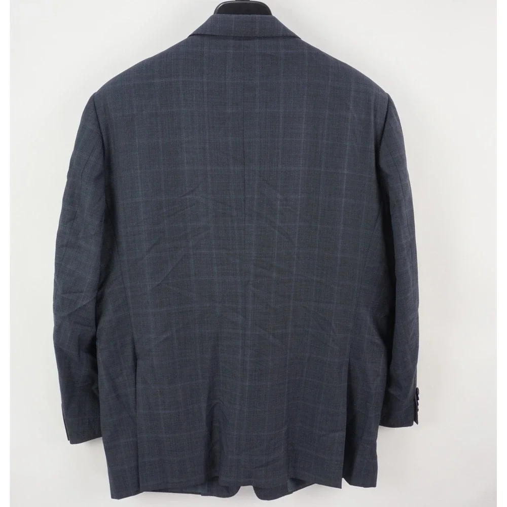 Pal Zileri Wool Silk‎ Windowpane Check Suit Jacket Men's 48R Blue Woven Notch